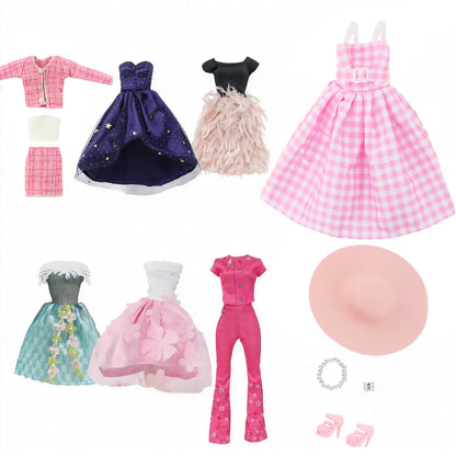 New Fashion Doll Dress Daily Outfit Girl Party Skirt Cute Mini Gown With Bag Clothes for 1/6 Doll DIY Accessories Baby Toys