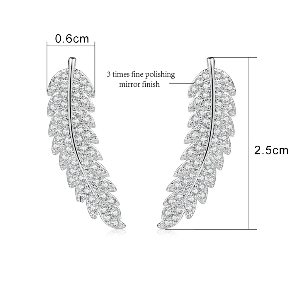 Angle Wing Ear Cuff Climbing Earrings for Women Shiny Zirconia Rose Gold Color Crystal Ear Accessories Female Gift Jewelry E7
