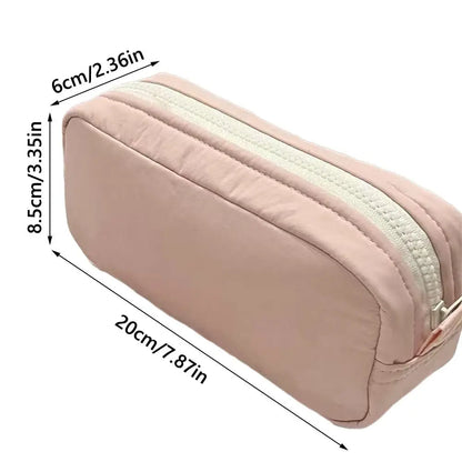 Simplicity Solid Color Pen Bag Zipper Design Large Capacity Pencil Case Portable Stationery Bag Gift