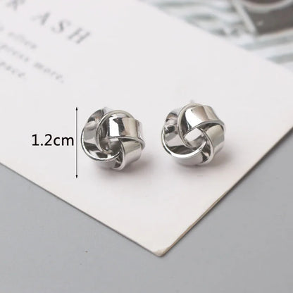 Tiny Metal Stud Earrings for Women Gold Color Twist Round Earrings Small Unusual Earrings Boucles D'Orailles Fashion Jewelry