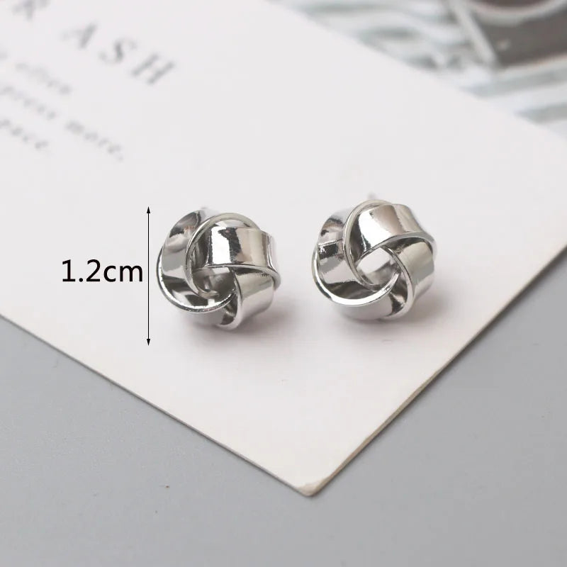 Tiny Metal Stud Earrings for Women Gold Color Twist Round Earrings Small Unusual Earrings Boucles D'Orailles Fashion Jewelry 