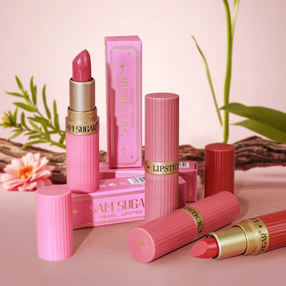 Pearlescent Pink Glitter Velvet Lipstick Metallic Waterproof Long Lasting Matte Shimmer Diamond Lipstick Women Makeup Cosmeti