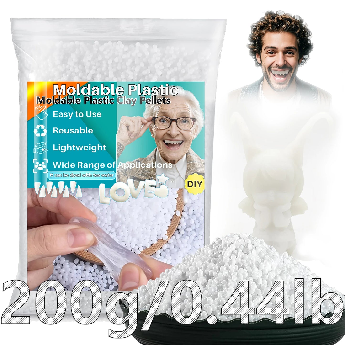 Moldable Plasti - party temporary teeth decoration, thermoplastic bead multi shaped plastic melt reusable hot bead crafts, DI