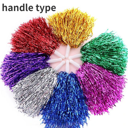 Cheerleading Pom Poms with Handle Cheer Balls Gold Yellow Pink Red Green Blue for Hand Dance Women Girl Kids Pompoms Accessor