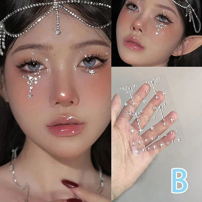 Diy Eyes Face Self Adhesive Makeup Temporary Tattoo Beauty Diamonds Jewels Stickers Festival Body Art Decor Nail Diamond - B