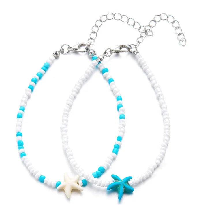 Beach Bead Anklet for Women Jewelry Retro Fashion Beads Stone Pendant Ankle Chain