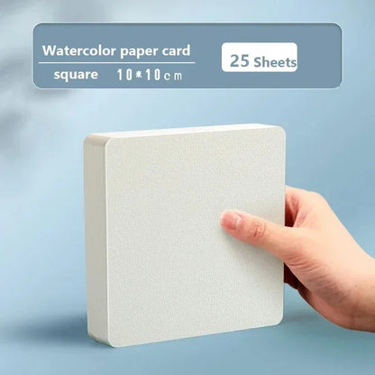 Square/Round Watercolor Paper 300g 25 Sheets Professional Water Color Paper Postcard for Painting School Supplies - 10X10CM