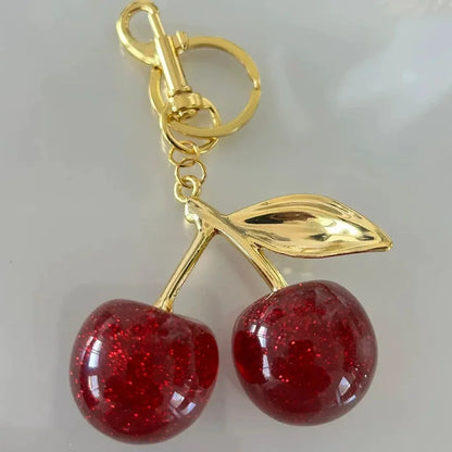 Trendy Red Cherry Pendant Keychain for Women Cute Bag Decorations Multifunctional Jewelry Car Key Accessories Charm Keyring G