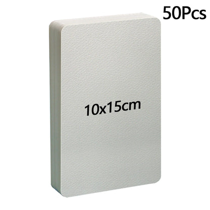 50Pcs 300g Blank Watercolor Paper Cards Portable Postcard Square Round for Painting School Student Art Supplies - Rectangle 1