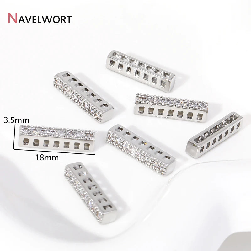 18K Gold Plated Brass Spacer Bars,Cuboid Rows Separator,Inlaid Zircon Accessories DIY Spacer Bars,Supplies For Jewelry