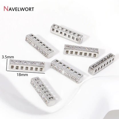 18K Gold Plated Brass Spacer Bars,Cuboid Rows Separator,Inlaid Zircon Accessories DIY Spacer Bars,Supplies For Jewelry