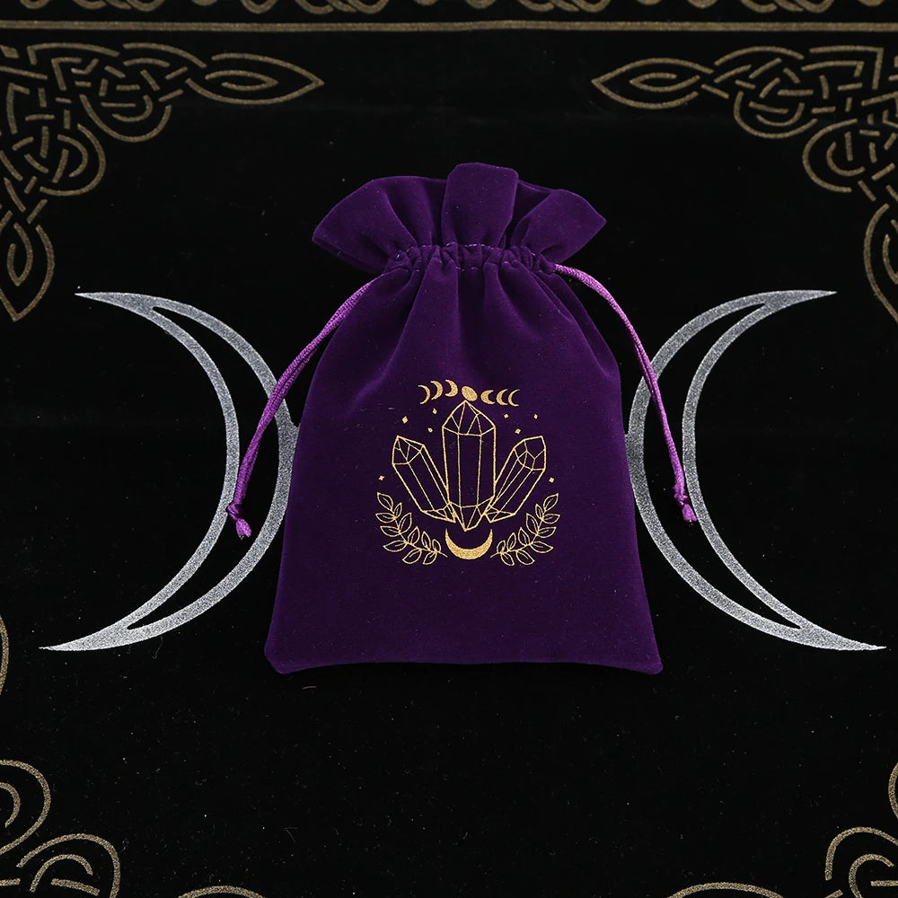 1Pcs Tarot Storage Velvet Bag Drawstring Suede Pocket Board Game Card Embroidery Package Witchcraft Supplies for Altar Tarot 