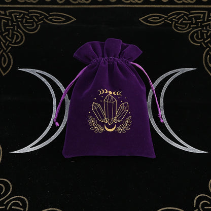1Pcs Tarot Storage Velvet Bag Drawstring Suede Pocket Board Game Card Embroidery Package Witchcraft Supplies for Altar Tarot 