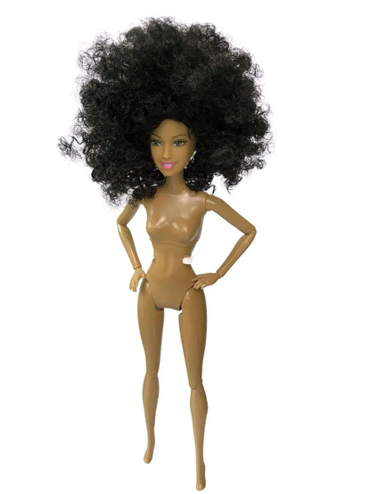 30cm Height Black Dolls Multi-jointed Black Skin African Dolls with Black Hair for Girls Diy Dress Up Toys
