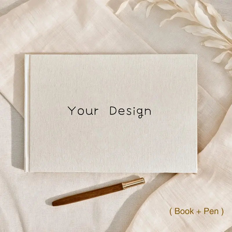 Custom Wedding Guest Book with Pen Personalized Linen Hardcover Photo Album Wedding Keepsake & Anniversary Memory Guestbook G