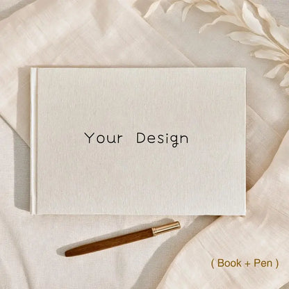 Custom Wedding Guest Book with Pen Personalized Linen Hardcover Photo Album Wedding Keepsake & Anniversary Memory Guestbook G