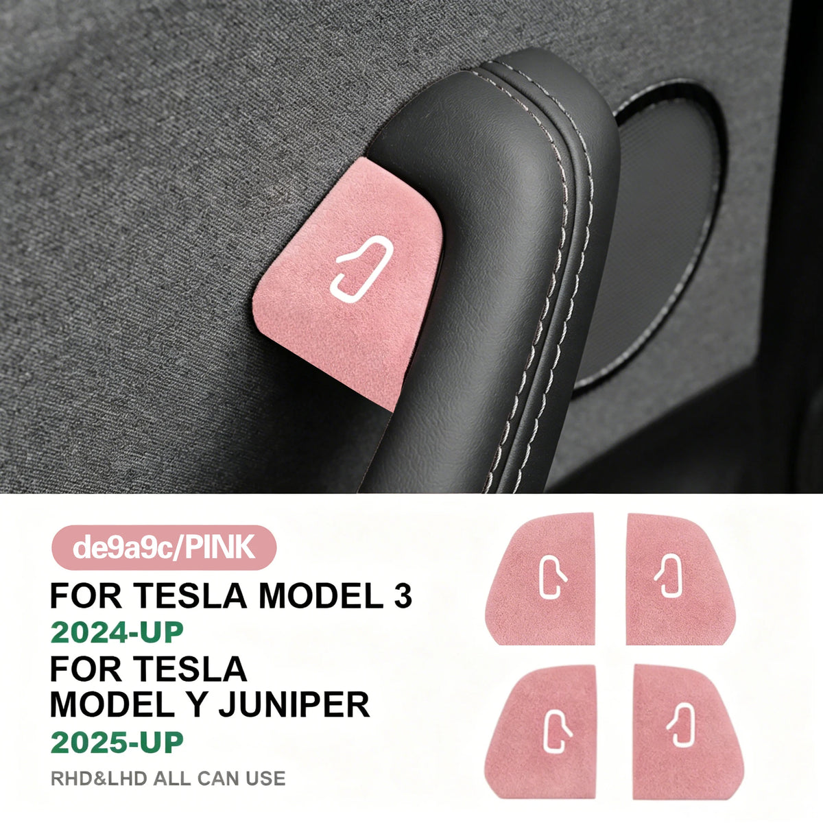 For Tesla Model Y Juniper 2025 Model 3 Highland 25-26 Car Interior Suede Door Button Trim Stickers Patch Trim Cover Accessori