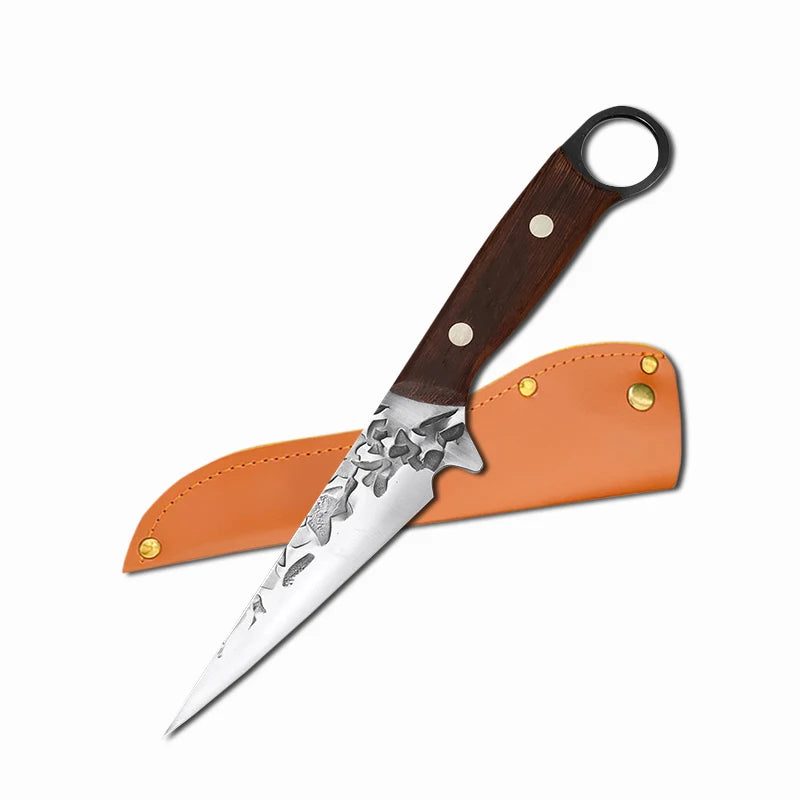 Forged Boning Knife Kitchen Cleaver Chef Paring Knife Butcher Knife Cooking Barbecue Fishing Cutting Tools with Cover