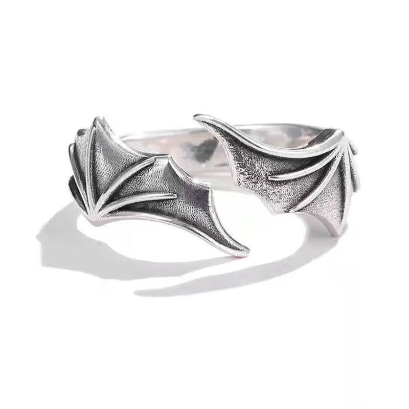 Retro Angel Demon Wings Open Ring for Women Couples Punk Gothic Adjustable Finger Jewelry Accessories Hip Hop Gifts - 991219