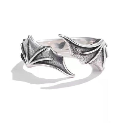 Retro Angel Demon Wings Open Ring for Women Couples Punk Gothic Adjustable Finger Jewelry Accessories Hip Hop Gifts - 991219
