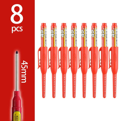 4-60Pcs 45mm Long Nib Head Carpenter Pen Deep Hole Marker Pens Black/Blue/Red/White for Measuring Woodworking Hand Tools - Re