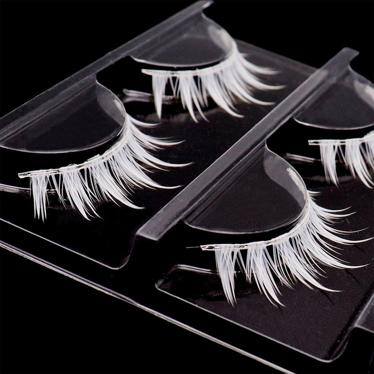 White Feather Lashes Strips Manga Cosplay False Eyelashes Full Srip Cluster Lashes Extensions Halloween Christmas Party Makeu