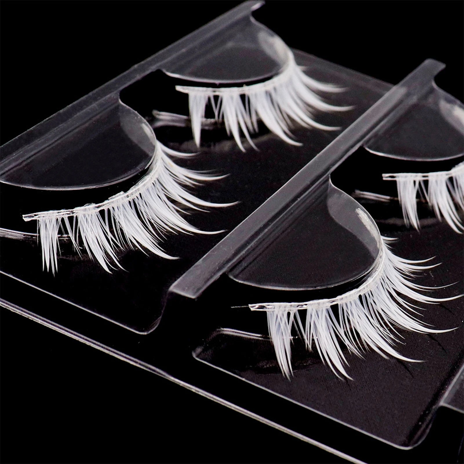 White Feather Lashes Strips Manga Cosplay False Eyelashes Full Srip Cluster Lashes Extensions Halloween Christmas Party Makeu