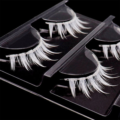 White Feather Lashes Strips Manga Cosplay False Eyelashes Full Srip Cluster Lashes Extensions Halloween Christmas Party Makeu