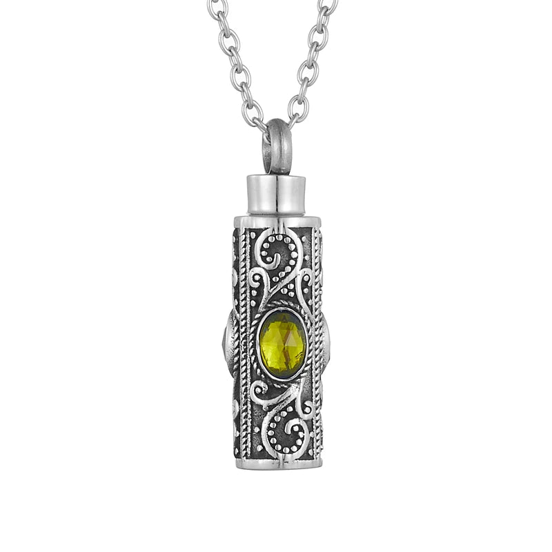 Cremation Urn Necklace for Ashes Stainless Steel Memorial Pendant - orange