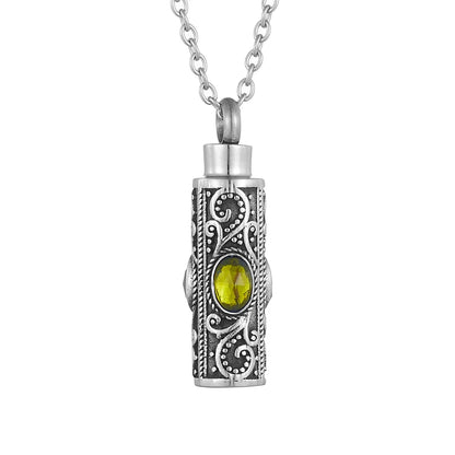 Cremation Urn Necklace for Ashes Stainless Steel Memorial Pendant - orange