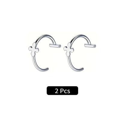 2Pcs/6Pcs Stainless Steel Fake C Clip Lip Ring Labret Piercing Earring Fake Nose Piercing Cool Women Body Jewelry Non-Pierced