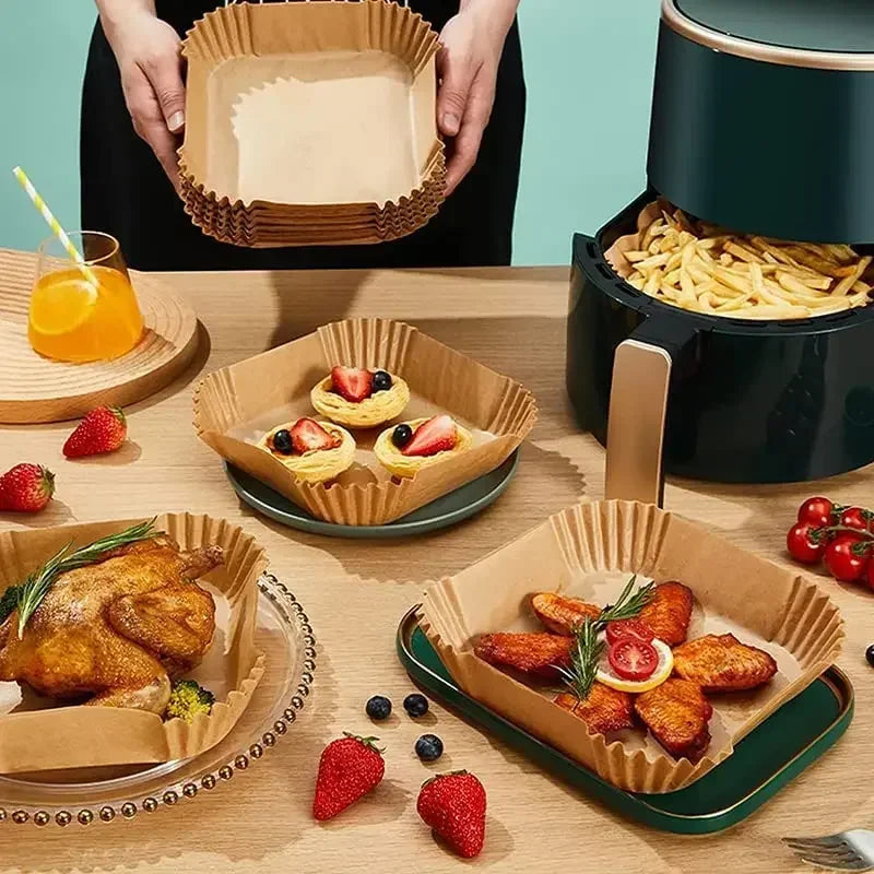 Air Fryer Paper Oven Paper Disposable Send Brush Non-Stick Airfryer Baking Papers Liners Parchment Paper for Baking Microwave