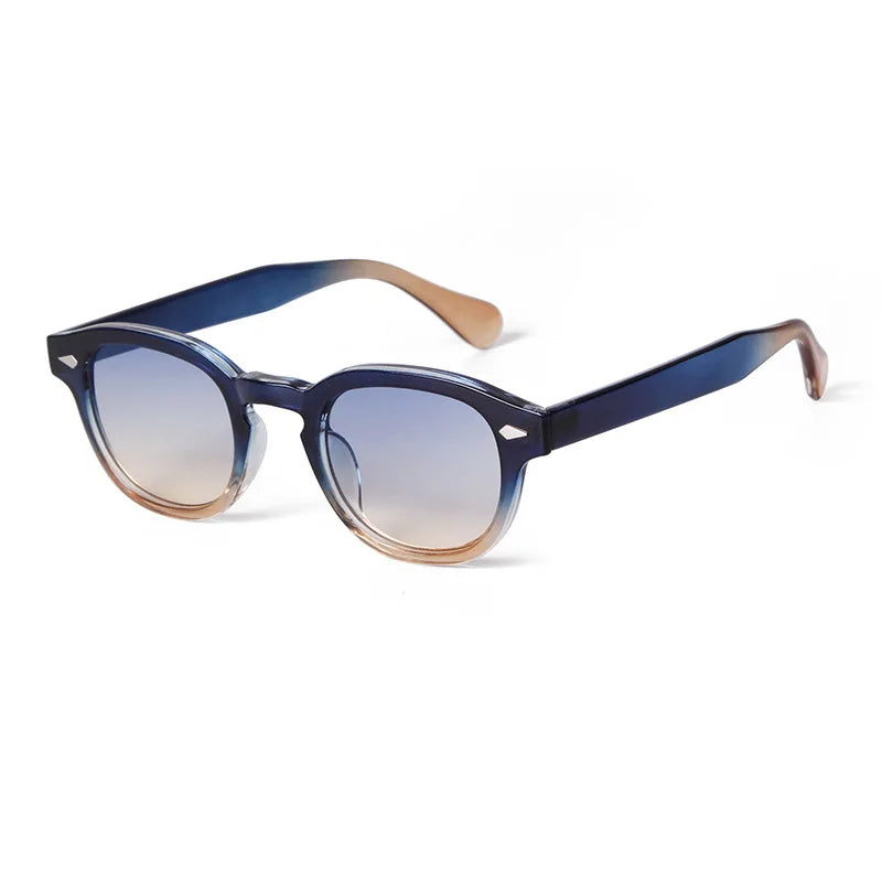 Vintage Fashion Shell Round Sunglasses Women Men 2024 Brand Design Retro Rivet Yellow Blue Lens Square Sun Glasses Female UV4