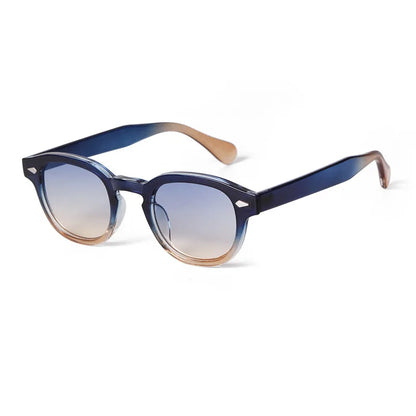 Vintage Fashion Shell Round Sunglasses Women Men 2024 Brand Design Retro Rivet Yellow Blue Lens Square Sun Glasses Female UV4
