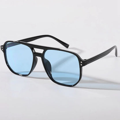 Women Men Square Sun Glasses Retro Polygon Sunglasses Female Black Vintage Fashion Ladies Sunglasses Double Beam Eyeglasses