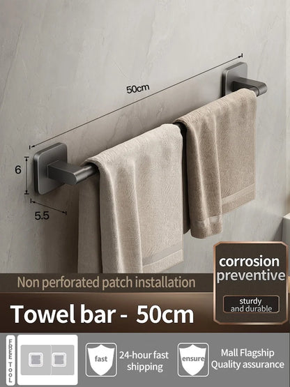 No Need To Drill Walls For Installation Bathroom Towel Bar/Hook/Towel Rack/Kitchen Rag Rack Bathroom Accessories - Gray Towel