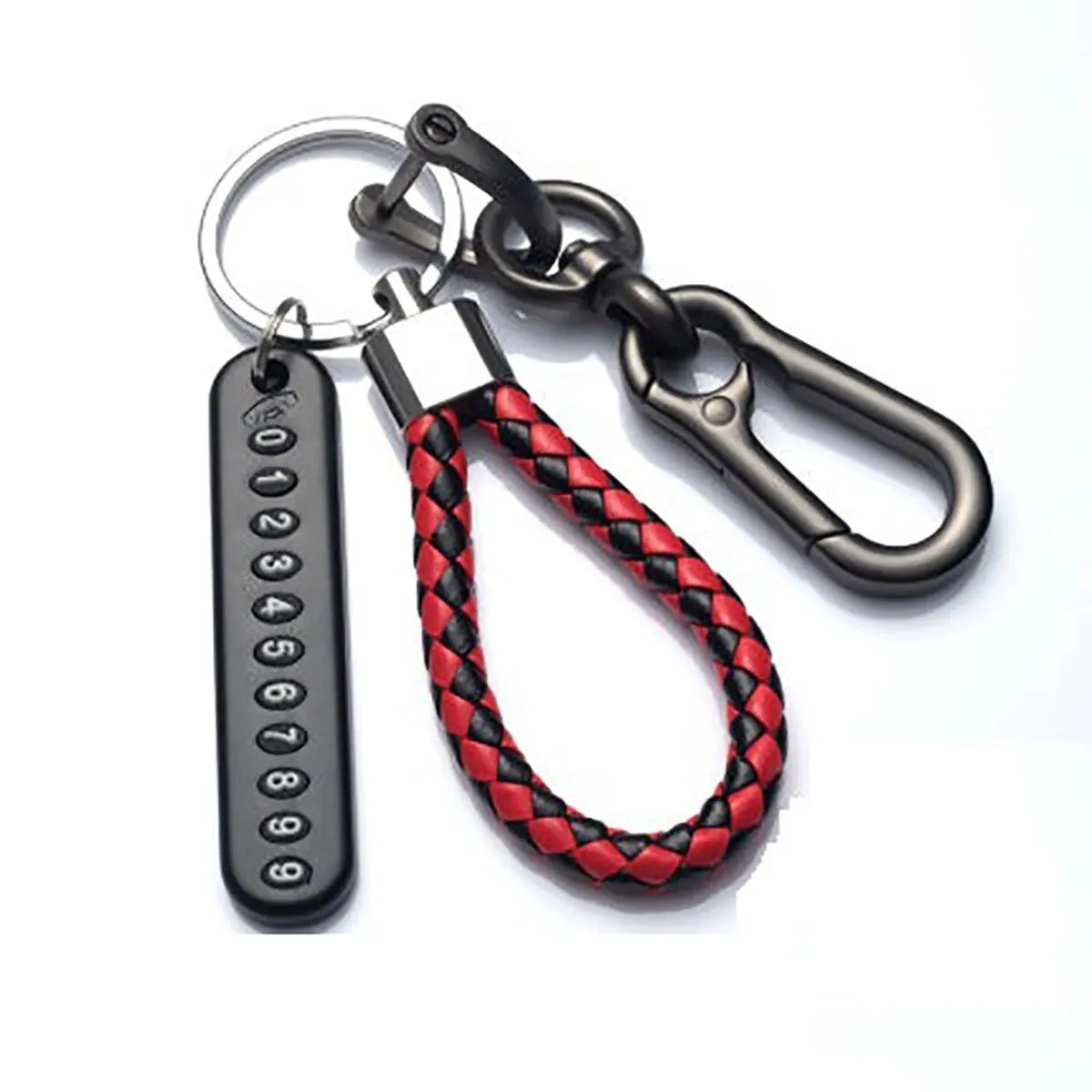 Trendy DIY Mobile Phone Number Plate Pendant Keychain for Men Punk Simple Woven Leather Rope Anti-lost Car Key Chain Accessor