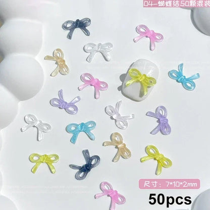 French Ribbons Colorful Resin Cute Bowknot Charm Leopard Print Bow Tie Nail Art Decorations Manicure Tools Accessories Wholes