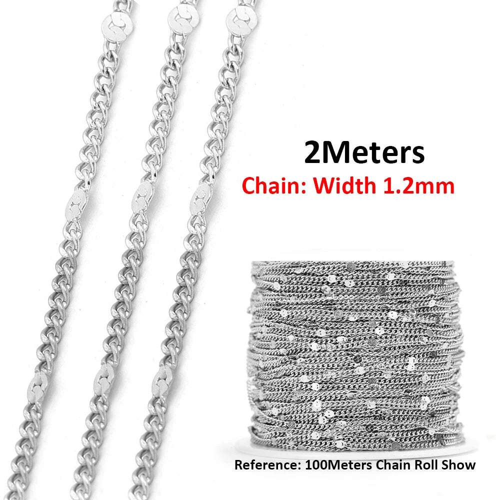 No Fade 2Meters Stainless Steel Chains for Jewelry Making DIY Necklace Bracelet Accessories Gold Chain Lips Beads Beaded Chai