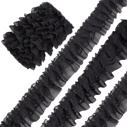 2 Yards Black White Pink Fold Wave Embroidery Lace Fabric Trim DIY Clothing Daily Home Decoration Accessory 5CM Wide