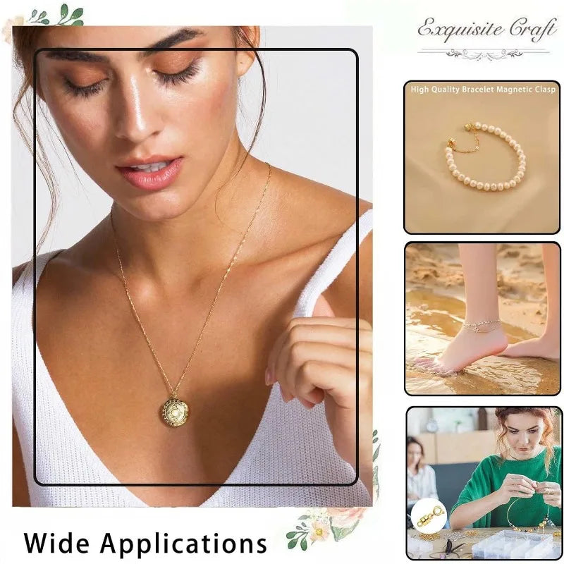 Magnetic Necklace Clasps and Closures with Lobster Clasp 14K Gold and Silver Plated Magnet Jewelry Clasps Converters