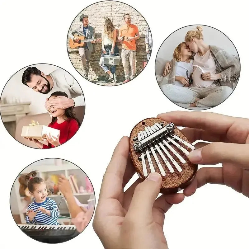 8 Key Mini Wooden Kalimba Exquisite Finger Thumb Piano Marimba Musical Good Accessory Pendant Gift
