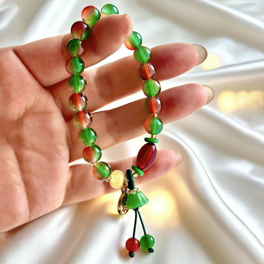New Chinese Style Colorful Beaded Bracelet For Women Vintage Natural Stone Ethnic Handmade Chain Hand Rope Bracelet Jewelry G