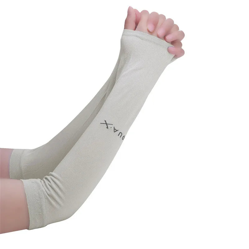 1Pair Ice Silk Sleeve Sunscreen Cuff Arm Sleeves Uv Sun Protect Anti-Slip Summer Men Women Gloves Outdoor Riding Arm Cover - 