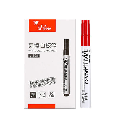 10pcs Whiteboard Marker Set,2.0mm Nib,Black Blue Red High-Volume Ink,Office Teaching Pen,Clear Handwriting & Easy Erasure L-5