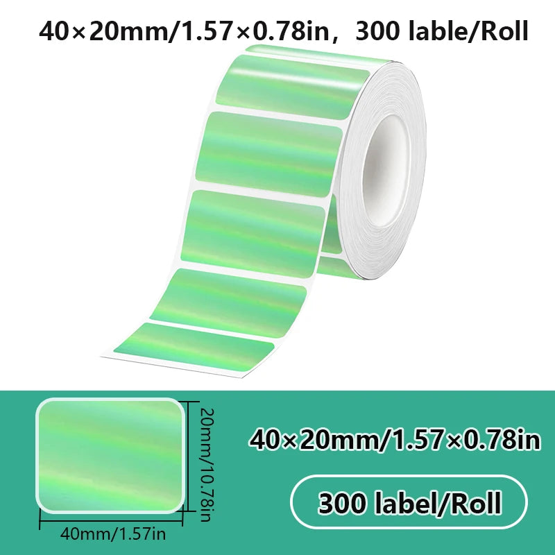 1Roll 40x20MM Compatible Phomemo M110 M220 M200 Self-Adhesive Color Laser Thermal Paper, E210 P50 Detong P1 HPRT T20 MAKER