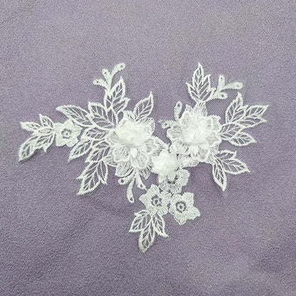 Lace Applique Sew on Patch Fabric 1Pair Embroidery Flower Exquisite Trim Patches Crafts Stickers Bag Gown Decoration Wholesal