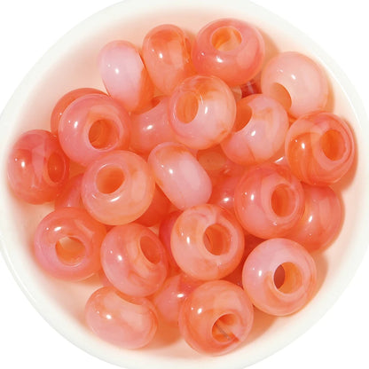 50pcs/lot Colorful Round Acrylic Beads Big Hole Loose Spacer Beads For Jewelry Making DIY Necklaces Bracelets Accessories - o