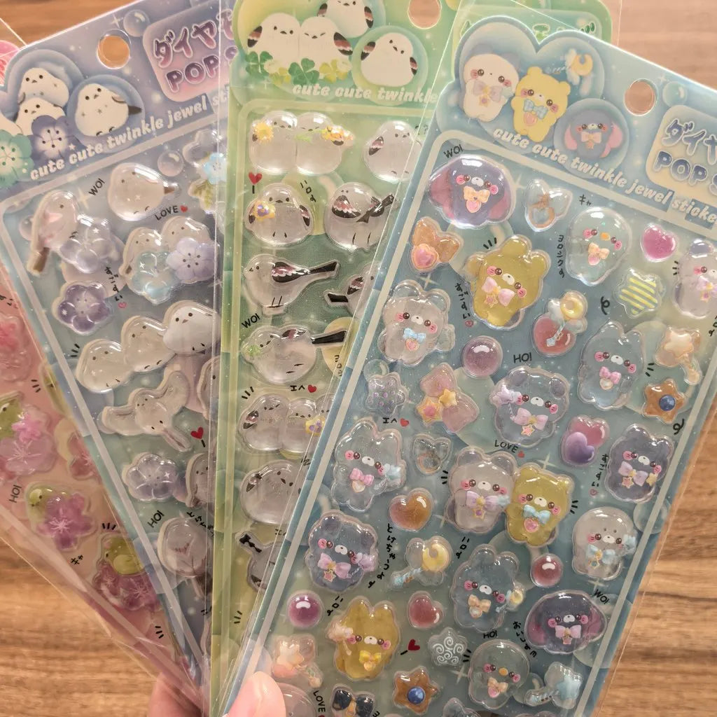 4 Pcs/Set Shiny Crystal Decorative Stickers - Cute Animal & Flower Embellishments for Journal DIY & Phone CaseAnimeWorlds Sto