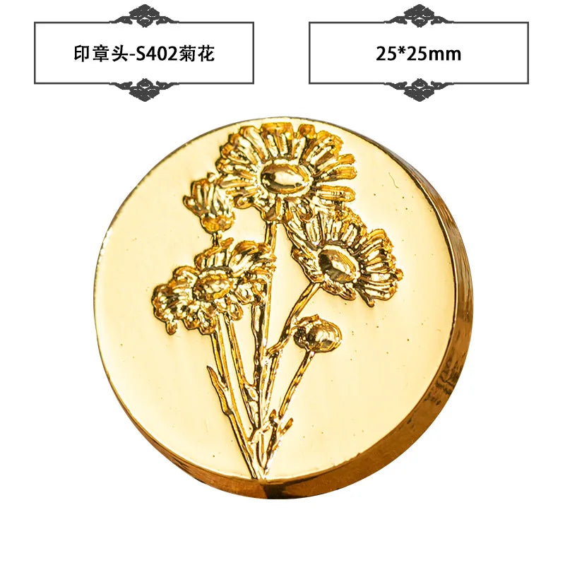 Plant Wax Stamp Seal Wax Print Thick Copper Head Carved Sealing Tool Holiday Party Invitation Letter Wedding Decorative - A10